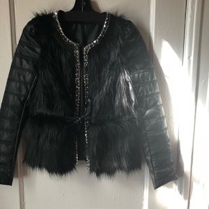 Beautiful leather with fur jacket